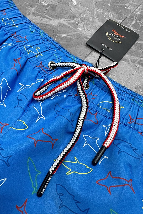 Мужские синие шорты Paul & Shark shark-print