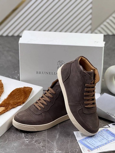 Замшевые кроссовки с меховой стелькой Brunello Cucinelli   