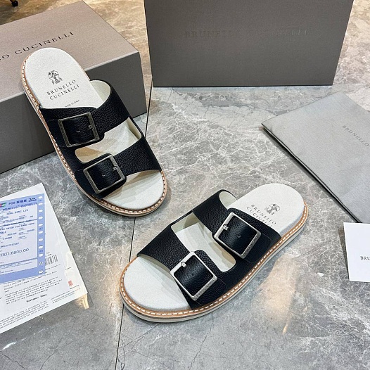 Кожаные шлёпанцы Brunello Cucinelli Urban   