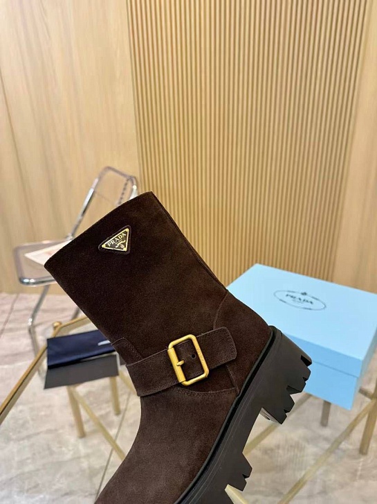Женские замшевые сапоги Prada Suede premium