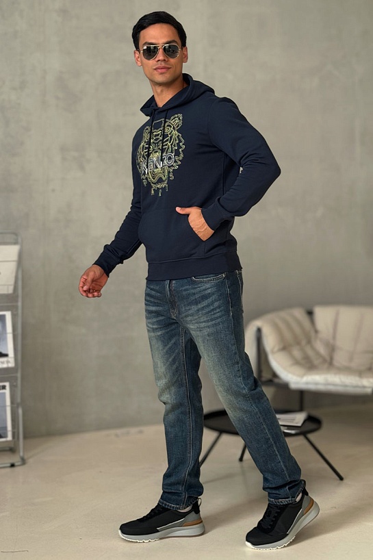 Тёмно-синее худи Kenzo Tiger Head embroidered