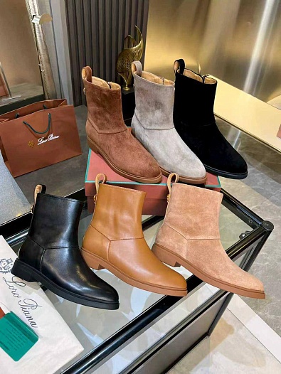 Женские замшевые сапоги Loro Piana premium - Beige   