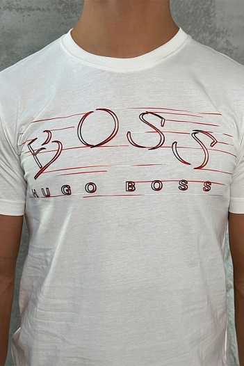 Футболка белого цвета Hugo Boss logo-applique   