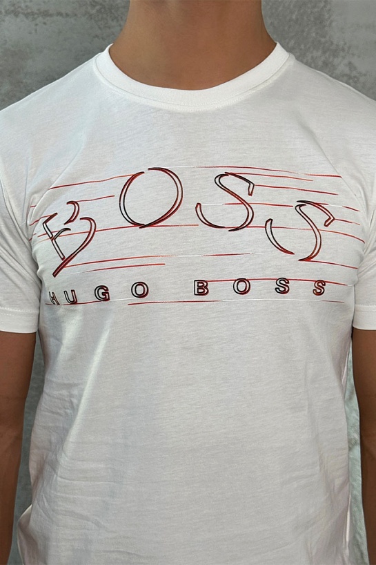 Футболка белого цвета Hugo Boss logo-applique