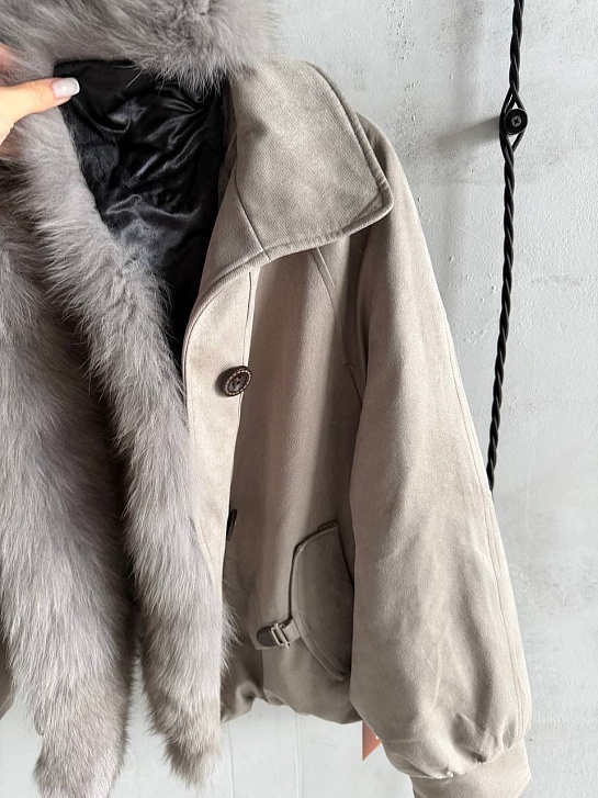 Женский бомбер с натуральным мехом Loro Piana premium
