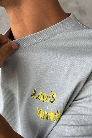 Брендовая оверсайз футболка Louis Vuitton peace graffiti - Grey   
