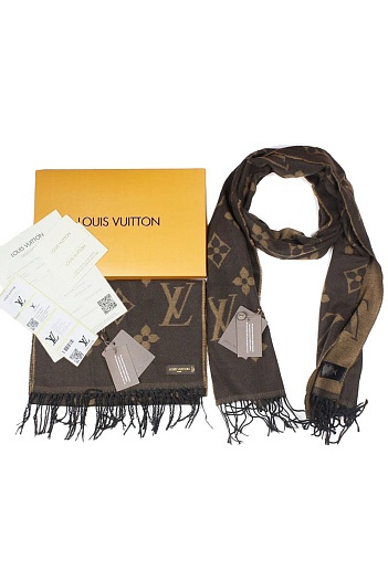 Мужской коричневый шарф Louis Vuitton 185x35 см   