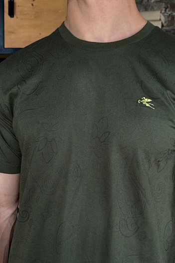 Тёмно-зелёная мужская футболка Etro embroidered-logo   
