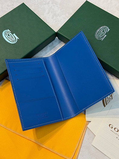 Кожаная обложка для паспорта Goyard Grenelle premium 14x10 см   