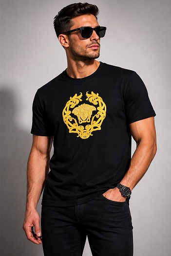 Оверсайз футболка Versace с вышивкой Medusa - Black   