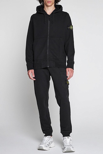 Мужская чёрная кофта на молнии Stone Island Compass-patch   