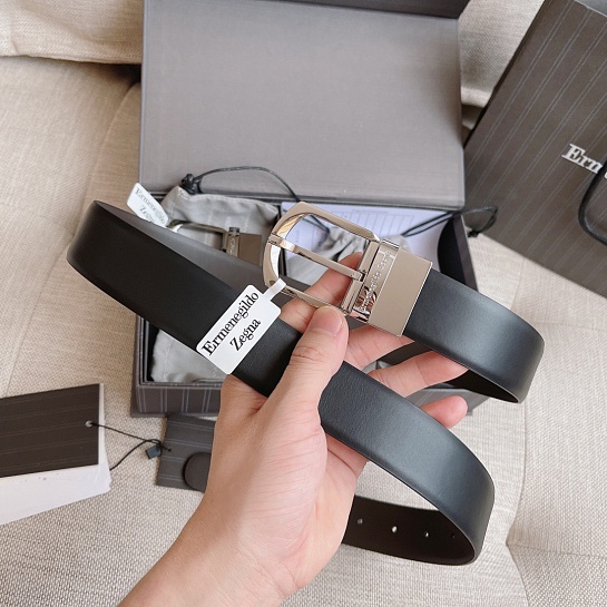 Двусторонний кожаный ремень Zegna Premium (длина 110 см, ширина 3.5 см)