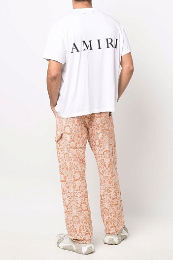 Белая мужская футболка Amiri logo-print   