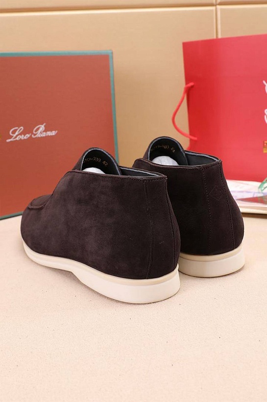 Замшевые лоферы с мехом Loro Piana Open Walk - Brown