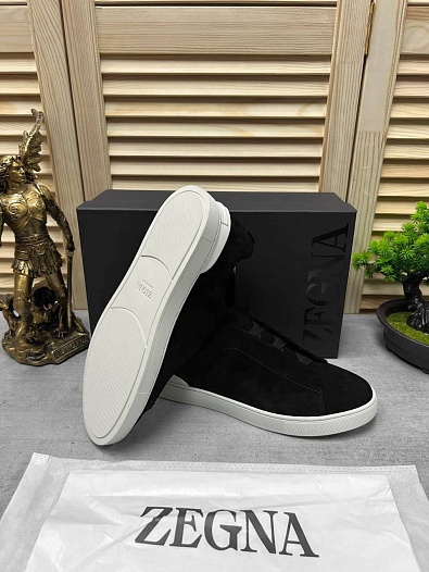 Замшевые кроссовки Ermenegildo Zegna Triple Stitch low-top - Black   