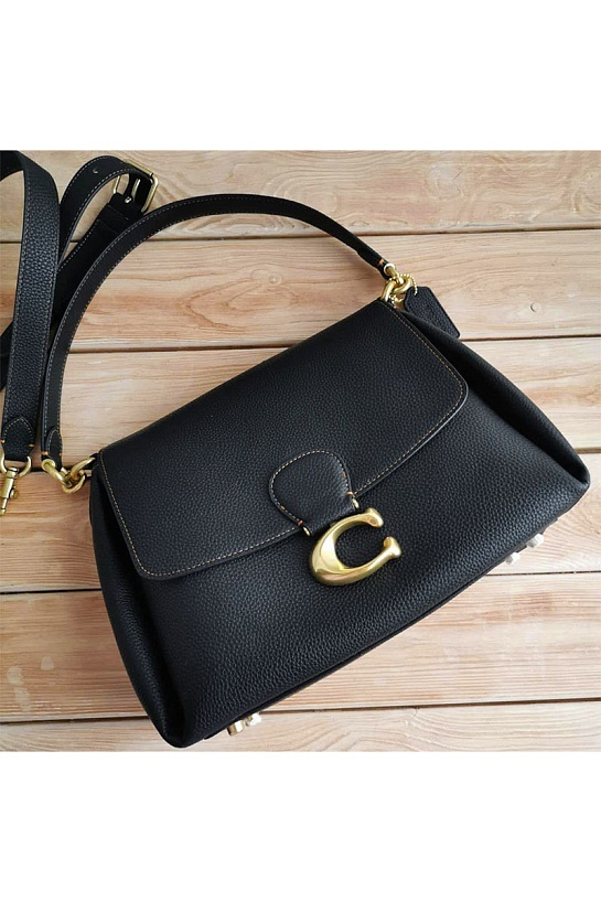 Кожаная сумка чёрного цвета Coach May 31x23 см