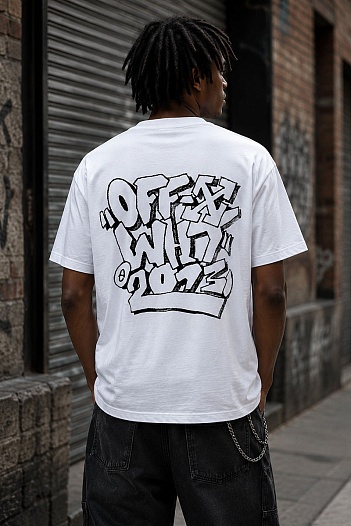 Белая мужская футболка Off-White graffiti-print   