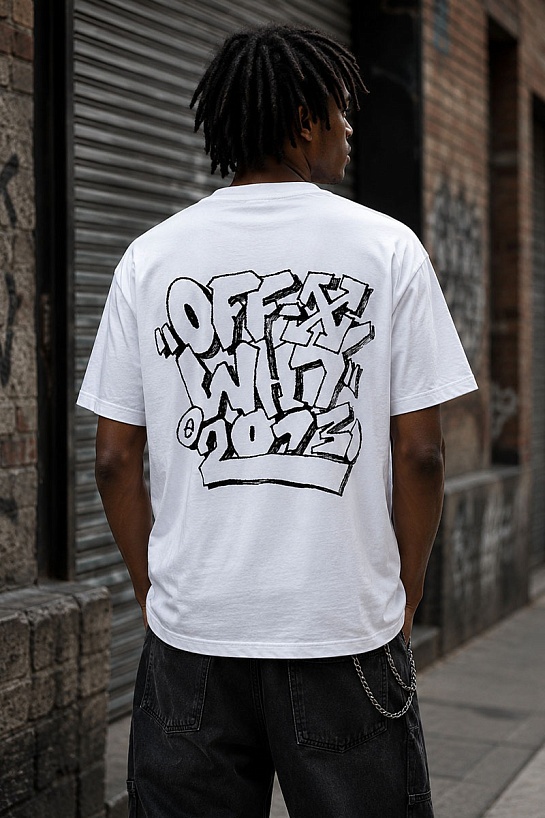 Белая мужская футболка Off-White graffiti-print
