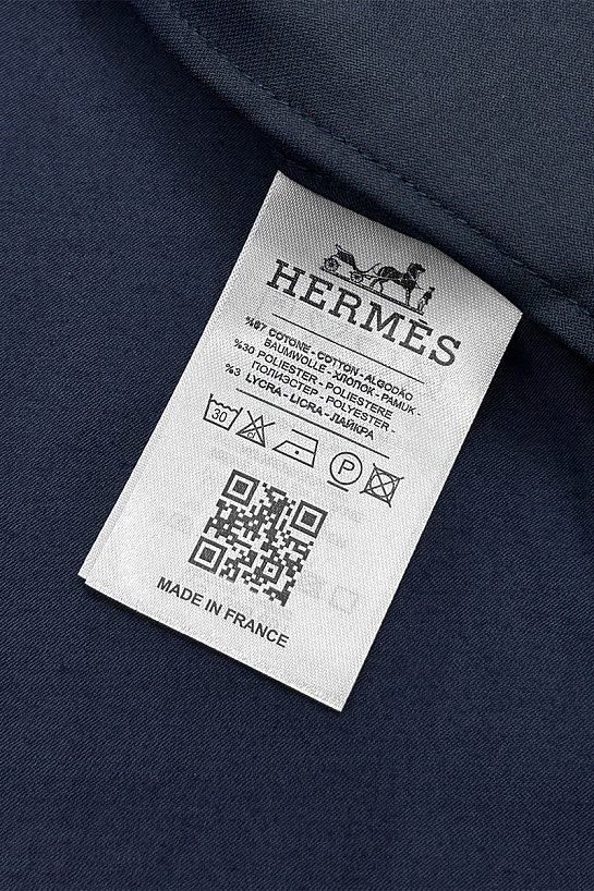 Мужская тёмно-синяя рубашка Hermes H embroidered