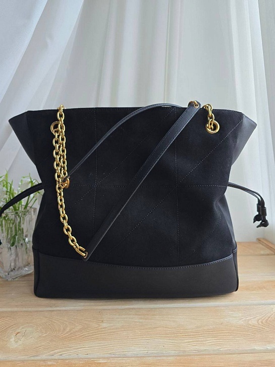 Замшевая чёрная сумка Yves Saint Laurent 38x34 см