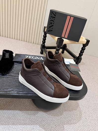 Кроссовки с мехом Ermenegildo Zegna Triple Stitch high-top   