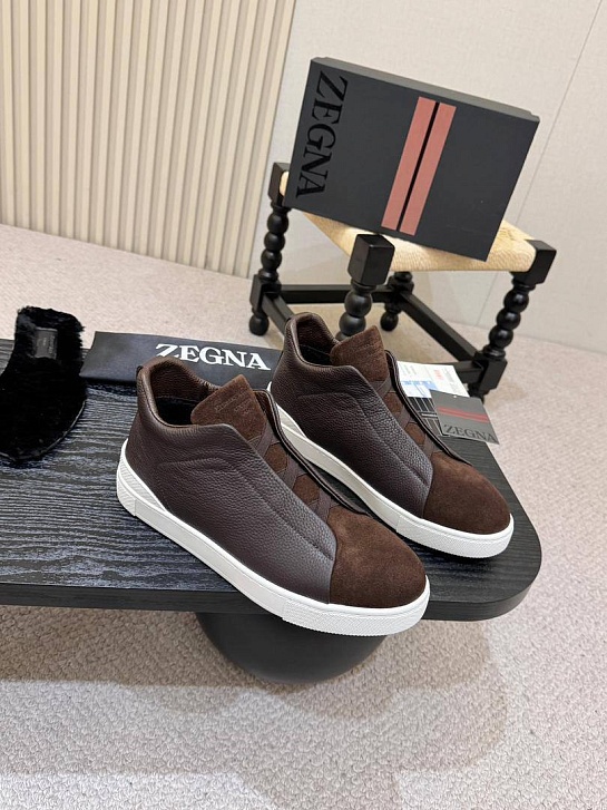 Кроссовки с мехом Ermenegildo Zegna Triple Stitch high-top