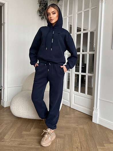 Женский костюм тройка на флисе Loewe Premium - Navy   