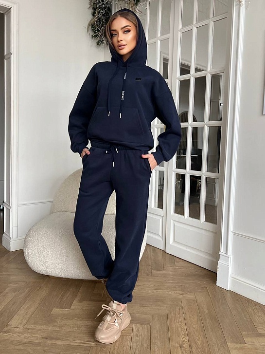 Женский костюм тройка на флисе Loewe Premium - Navy