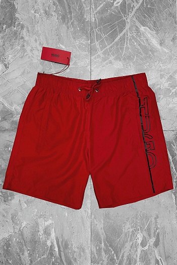 Мужские красные шорты Hugo Boss logo-print   
