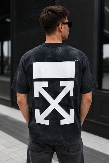 Тёмно-серая оверсайз футболка Off-White Tie Dye Arrows   