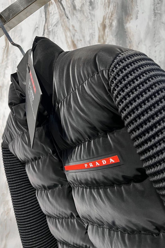Куртка с вязанными рукавами Prada Linea Rossa - Black