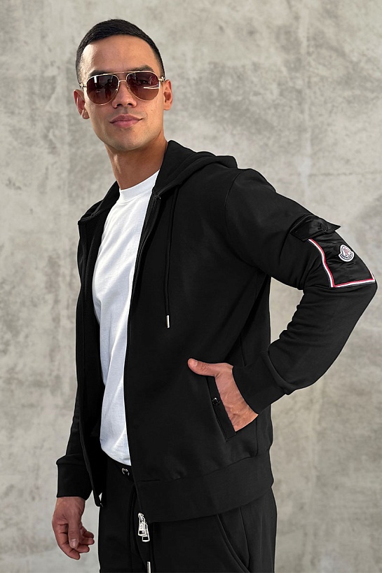 Мужская кофта чёрного цвета Moncler side pocket