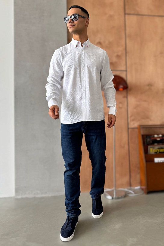 Мужская рубашка Hermes H embroidered - White