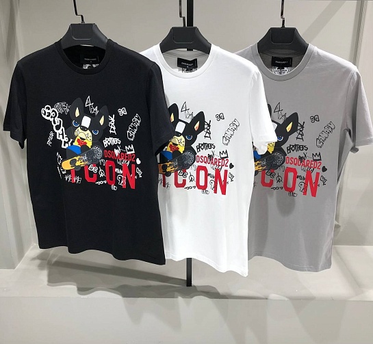 Чёрная мужская футболка Dsquared2 ICON graffiti-print