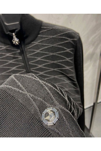 Классическая кофта Stefano Ricci чёрного цвета logo-plaque   