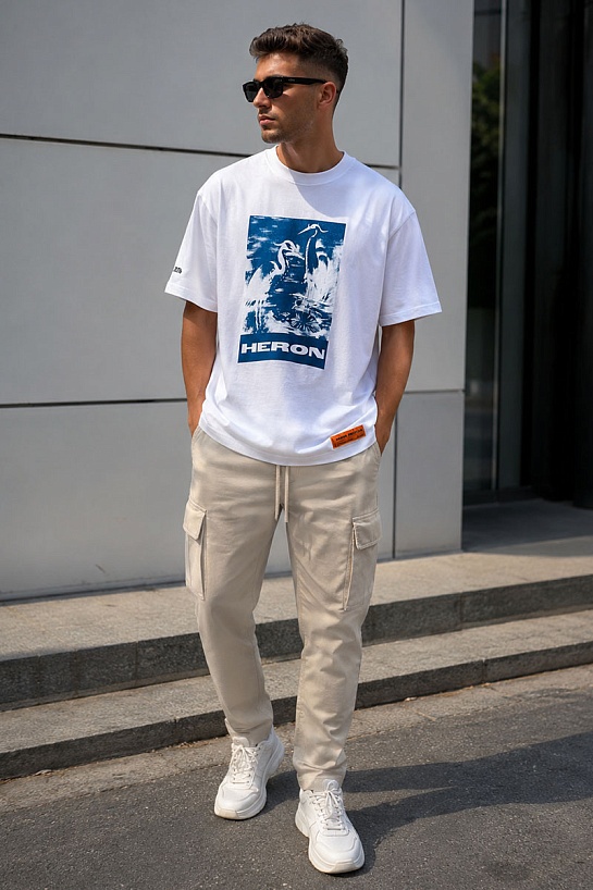 Белая оверсайз футболка Heron Preston - Blue Herons