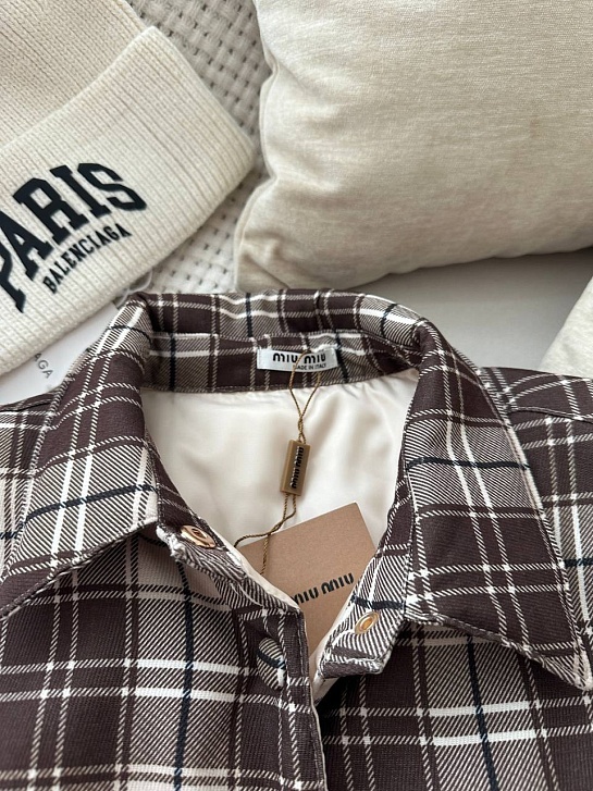 Женская утеплённая куртка в клетку MIU MIU Premium