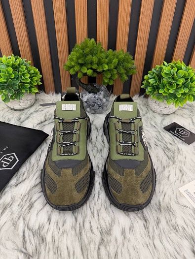Комбинированные кроссовки Philipp Plein Predator - Green   