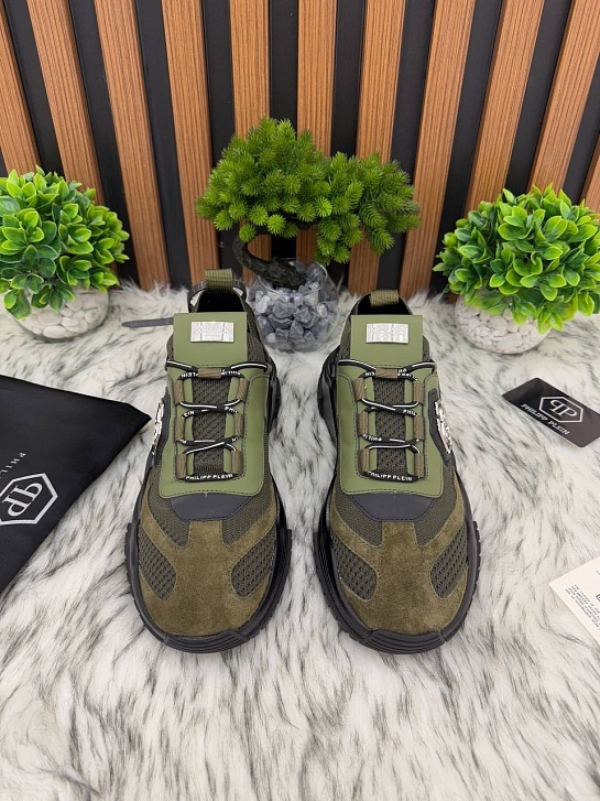Комбинированные кроссовки Philipp Plein Predator - Green