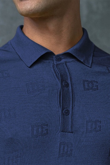 Мужское поло Dolce & Gabbana monogram all-over - Navy   