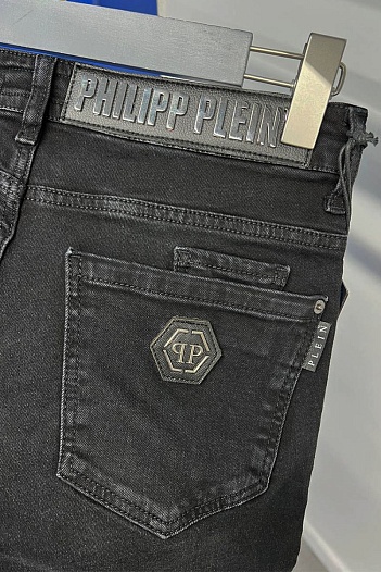Мужские чёрные джинсы Philipp Plein logo-plaque   