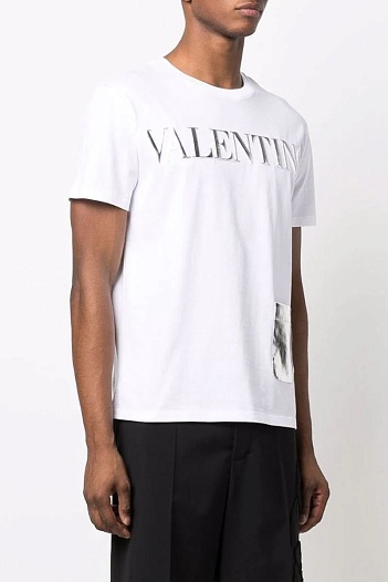 Мужская футболка Valentino high-shine logo - White   