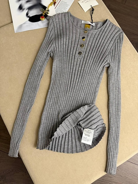 Женский трикотажный лонгслив Schiaparelli premium - Grey