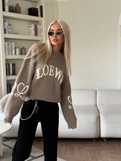 Женский шерстяной свитер Loewe premium - Beige   