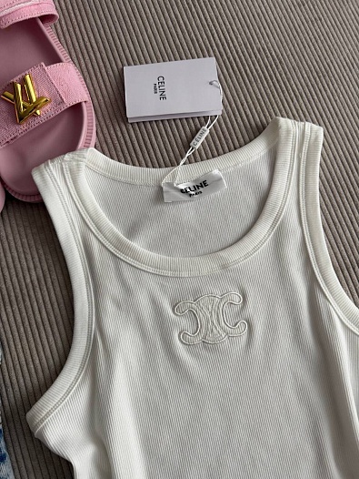 Белая женская майка Celine premium   