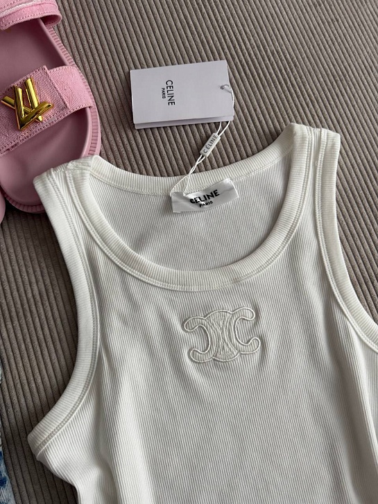 Белая женская майка Celine premium