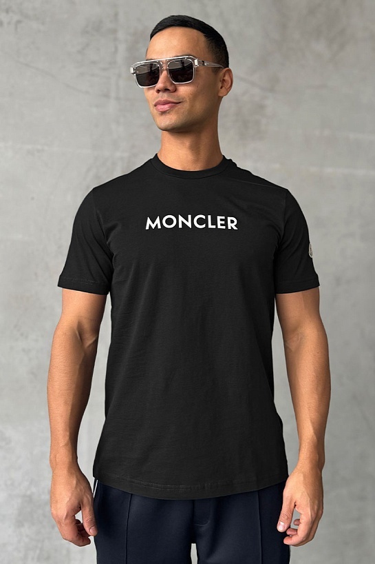 Мужская футболка Moncler logo-patch - Black