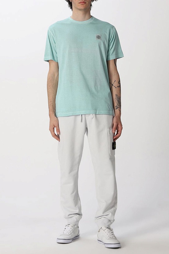 Мужская футболка бирюзового цвета Stone Island compass badge
