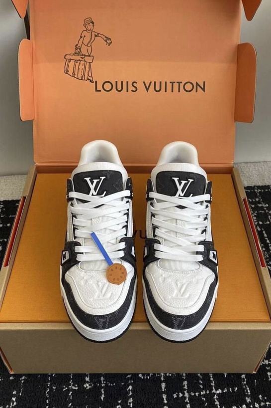 Женские кожаные кроссовки Louis Vuitton Trainer Monogram premium