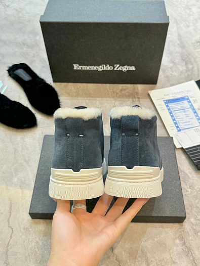 Кроссовки с мехом Ermenegildo Zegna Triple Stitch - Grey   